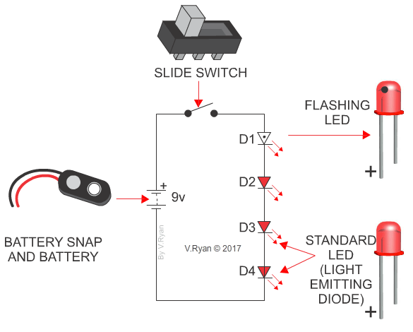 Flashing LED Circuit  Detailed Circuit Diagram Available