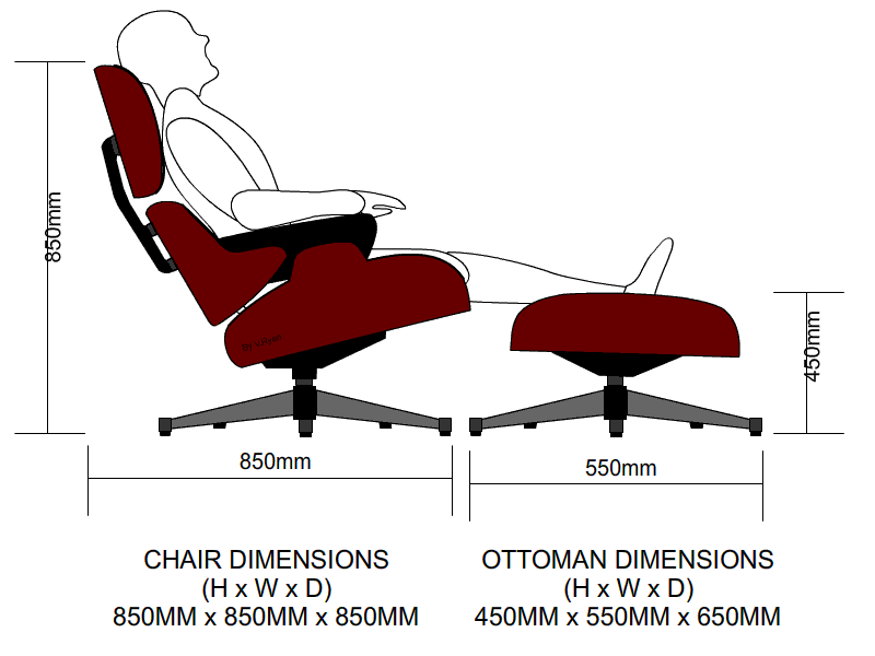 Eames Lounge Chair Dimensions Flash, Eames Lounge Chair Width